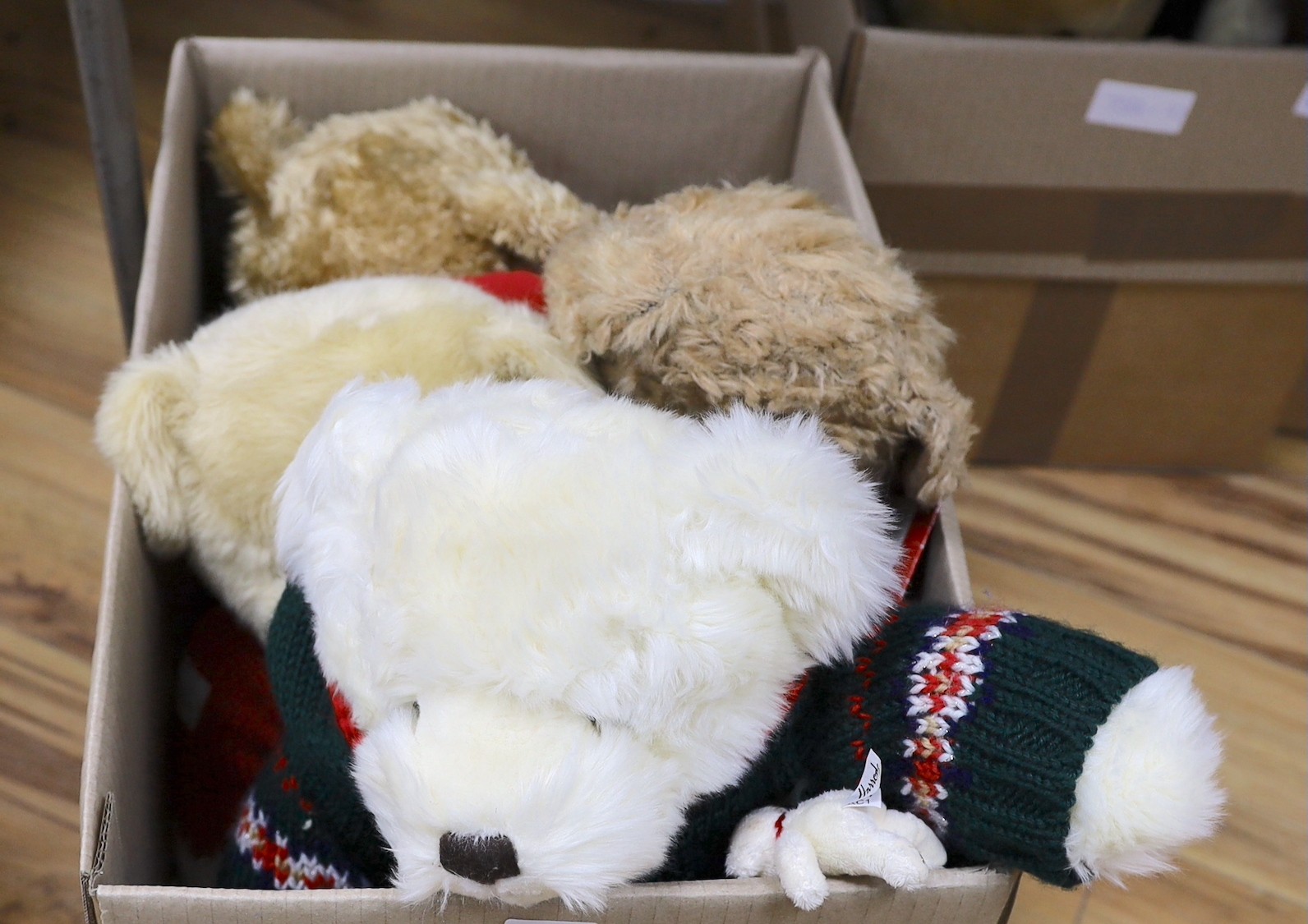 Four Harrods Bears, some dressed